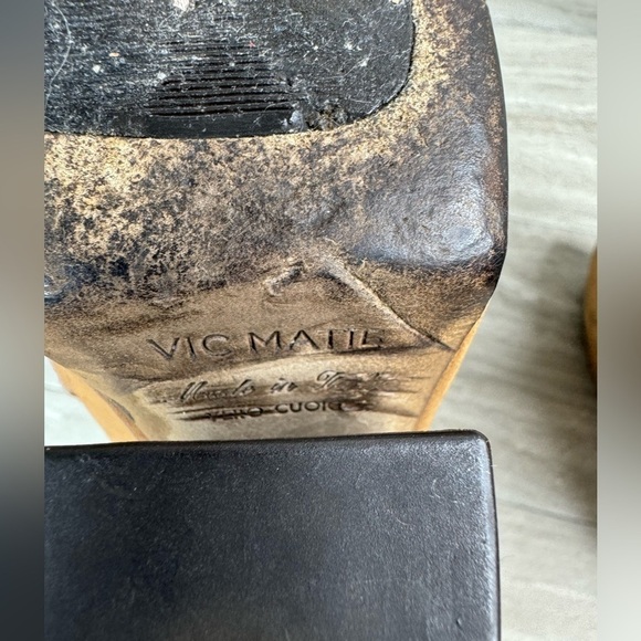 Vic Matie Platform Wood Wedge Side Zip Leather Boots Size 37 US 6.5 - Picture 12 of 14